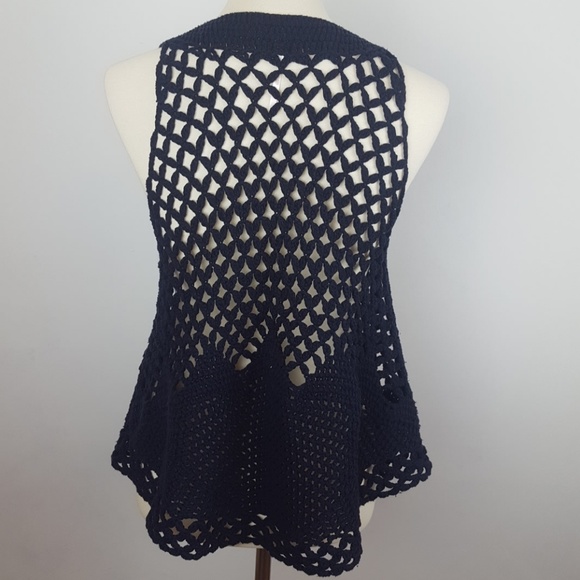 Free People Navy Crocheted Sweater Vest - Picture 4 of 8